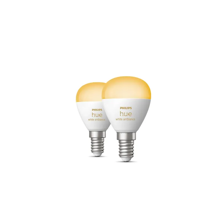 Philips Hue White Ambiance E14 Lustre Goutte, lot de 2, 2 x 470 lm