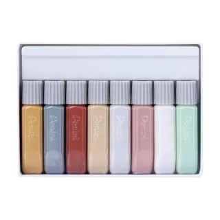 pentel Peinture pour textile Set de 8 couleurs pailletées