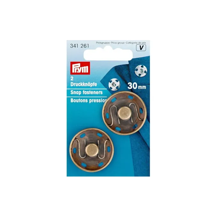 Prym Boutons poussoirs Laiton ancien, 30 mm