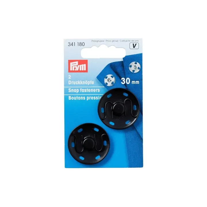 Prym Boutons poussoirs Noir, 30 mm