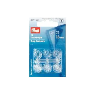 Prym Boutons poussoirs Transparent, 13 mm