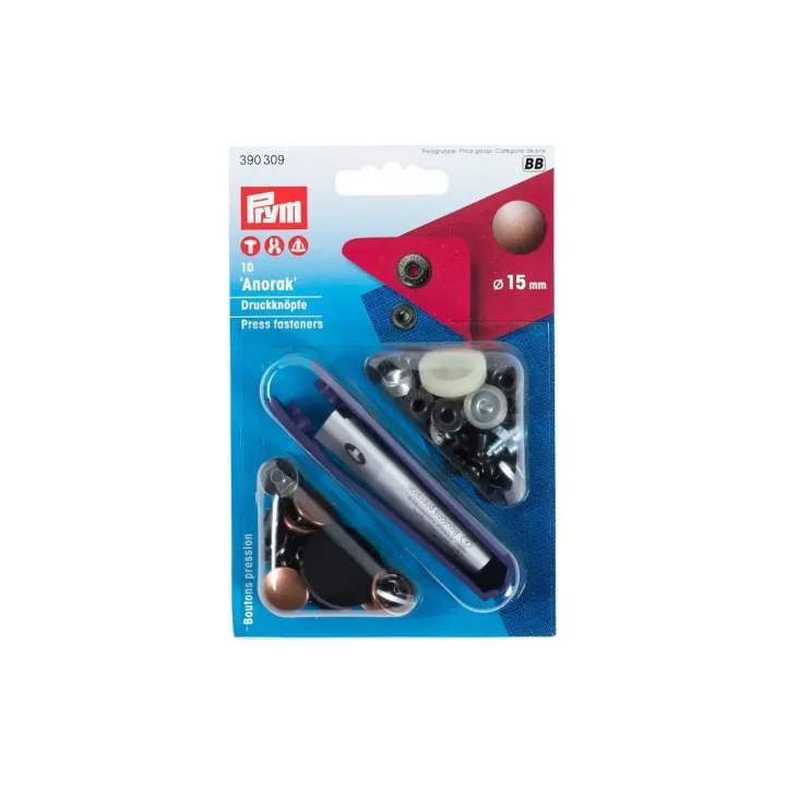 Prym Boutons poussoirs Anorak Cuivre ancien, 15 mm