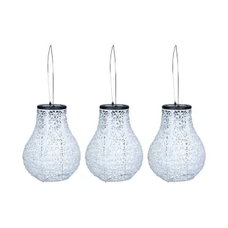 COCON Lampion LED Solaire Poire, Gris clair, 3 pièces