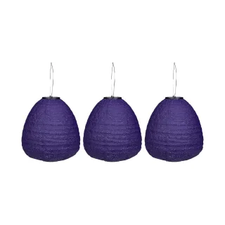 COCON Lampion LED Solaire Coupole, Violet foncé, 3 pièces