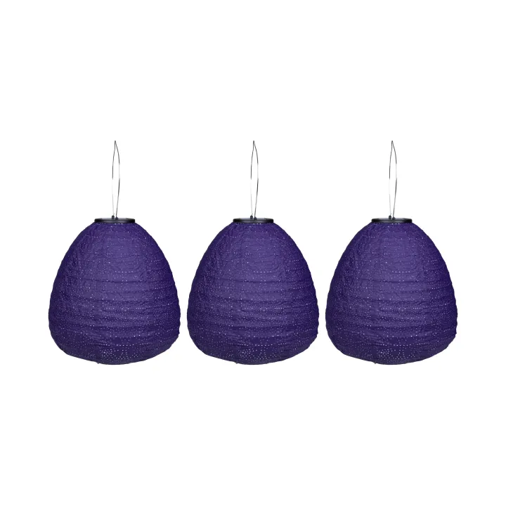 COCON Lampion LED Solaire Coupole, Violet foncé, 3 pièces