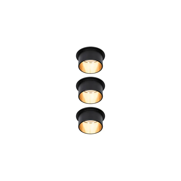 Paulmann Spot encastré LED Gil Coin Set, 3 x 6W, 2700K, noir-or