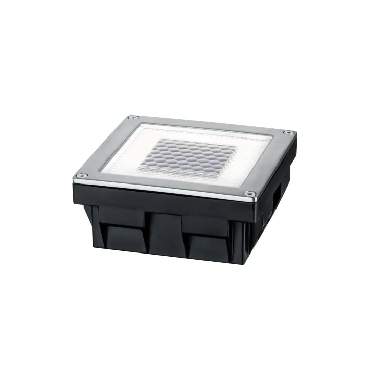 Paulmann Borne d’éclairage pour chemins Cube solaire à LED, 0.24W, 2700K, acier inoxydable