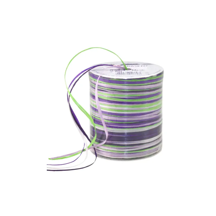 Pattberg Ruban cadeau Raffia Multi 50 m, vert-violet