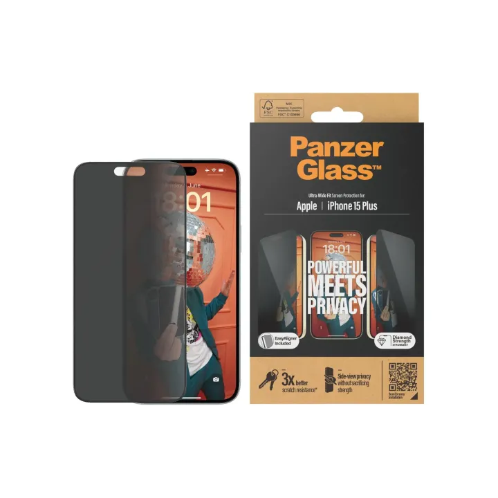 Panzerglass Protection d’écran Ultra Wide Fit Privacy iPhone 15 Plus