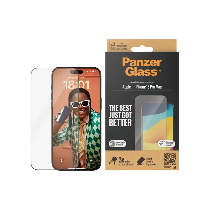 Panzerglass Protection d’écran Ultra Wide Fit iPhone 15 Pro Max