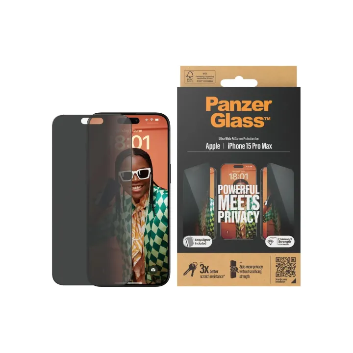 Panzerglass Protection d’écran Ultra Wide Fit Privacy iPhone 15 Pro Max