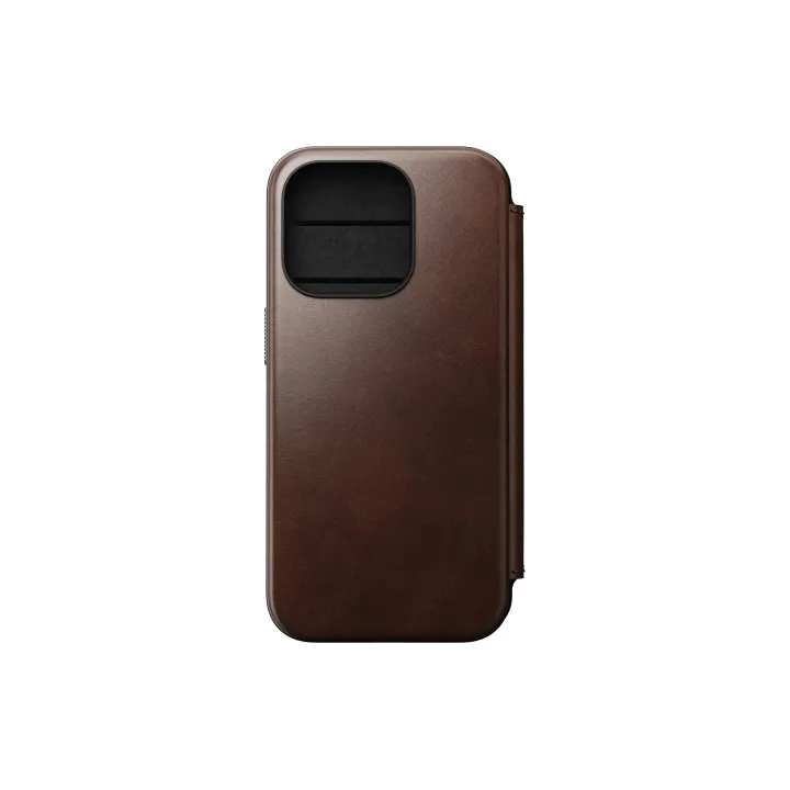 Nomad Modern Horween Leather Folio iPhone 15 Pro Rouille