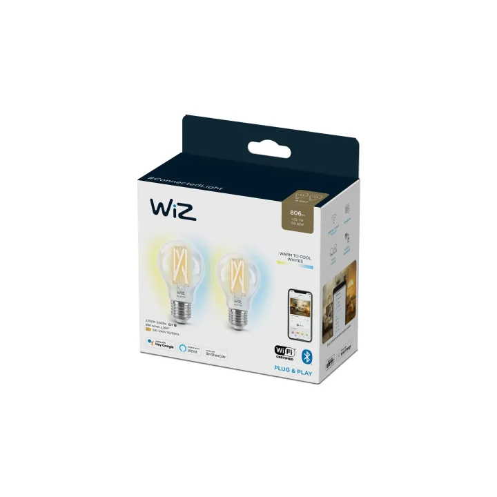 WiZ Ampoule 7W (60W) E27 A60 Filament Clear double pack