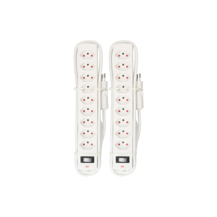 Max Hauri Lot de deux prises multiples 9 x type 13 Safety Line, blanc