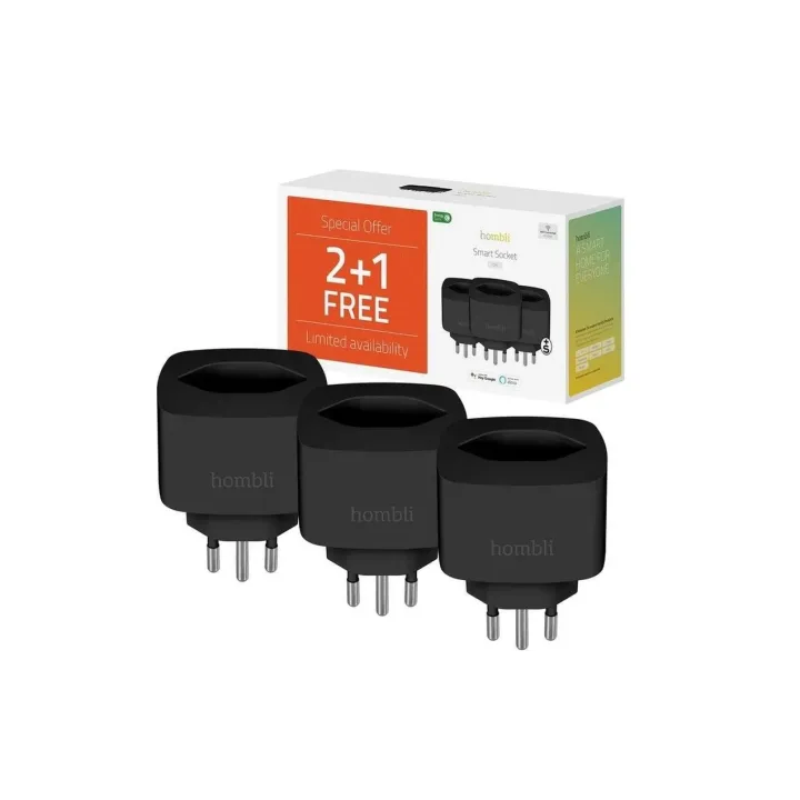 hombli Smart Socket CH, Noir, lot de 3