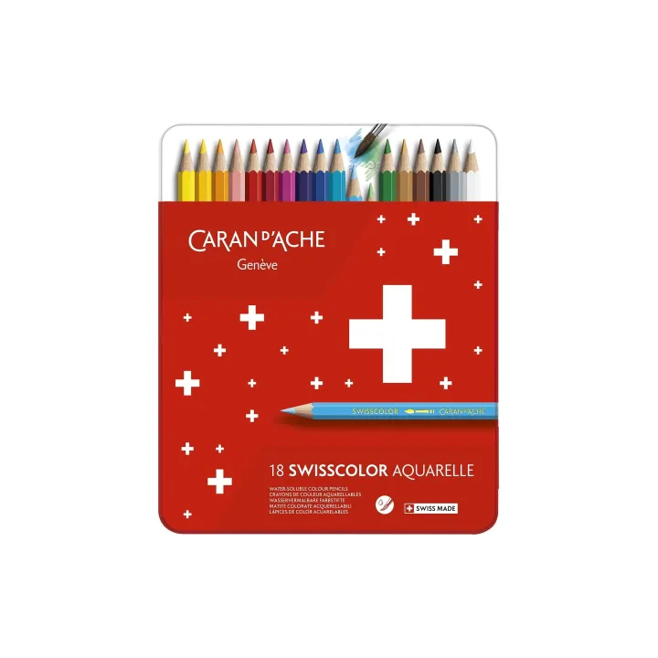 Caran dAche Crayons aquarelle de couleur Swisscolor 18 pièces