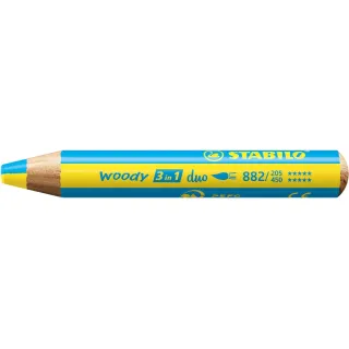 STABILO Crayon gras de couleur Woody 3 in 1 duo Jaune - Bleu