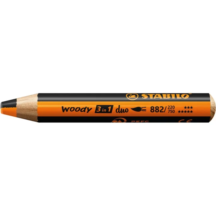 STABILO Crayon gras de couleur Woody 3 in 1 duo orange - noir