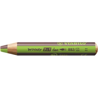 STABILO Crayon gras de couleur Woody 3 in 1 duo Vert - Marron