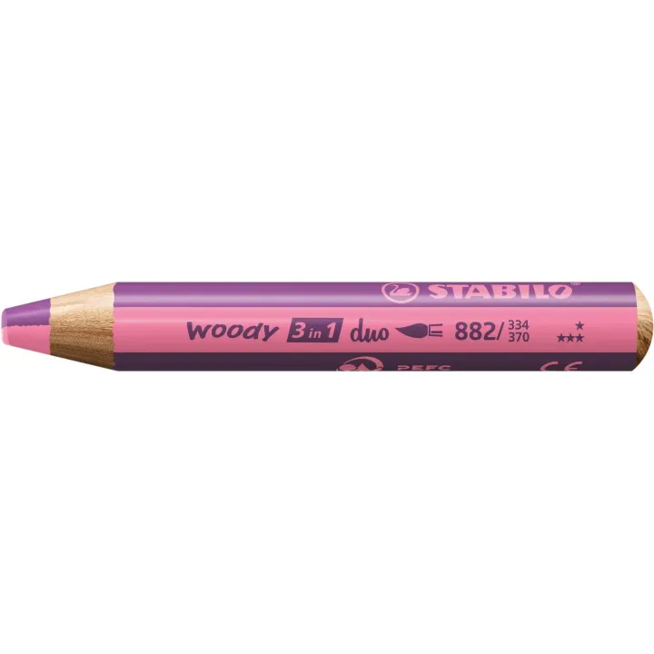 STABILO Crayon gras de couleur Woody 3 in 1 duo Rose - Violet