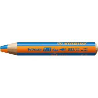 STABILO Crayon gras de couleur Woody 3 in 1 duo Orange - Bleu