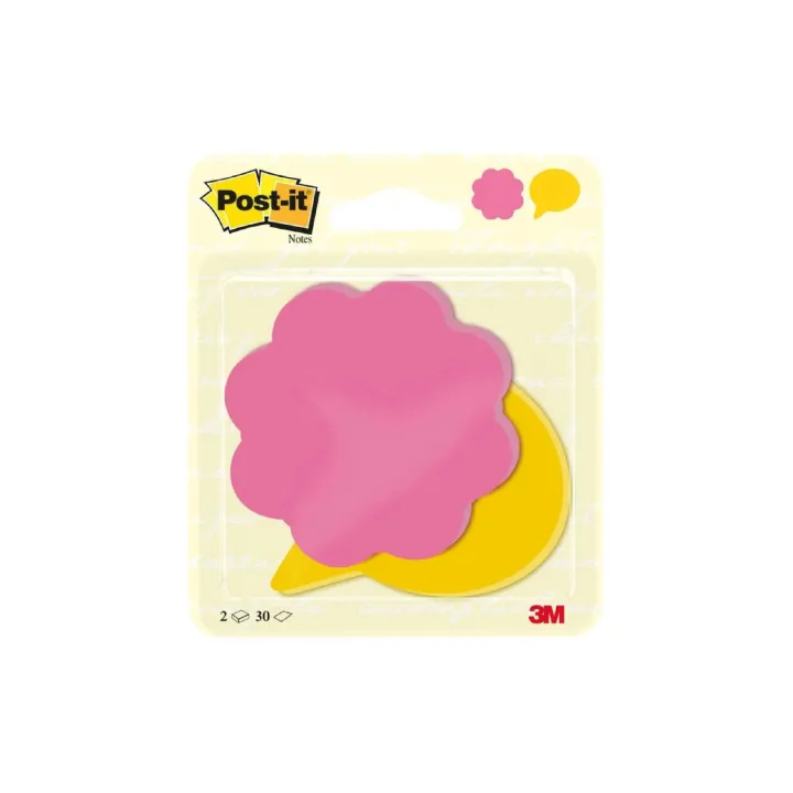 Post-it Fiche de bloc-notes Fleur et bulle, Rose et jaune