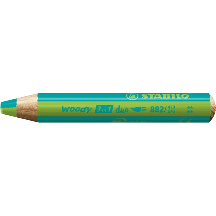 STABILO Crayon gras de couleur Woody 3 in 1 duo Turquoise - Vert clair