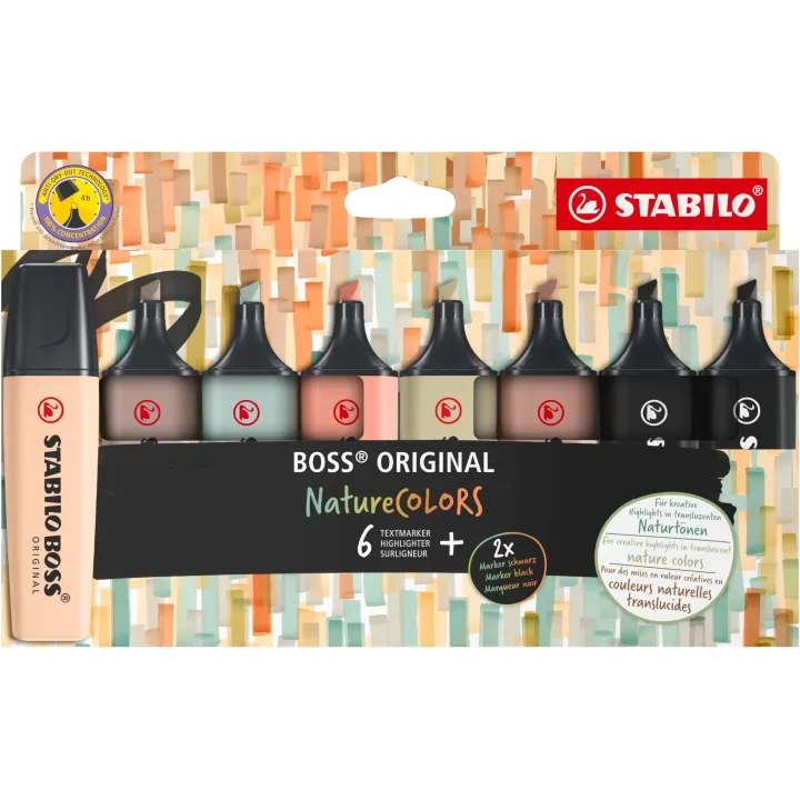 STABILO Surligneur BOSS ORIGINAL NatureColors Lot de 8