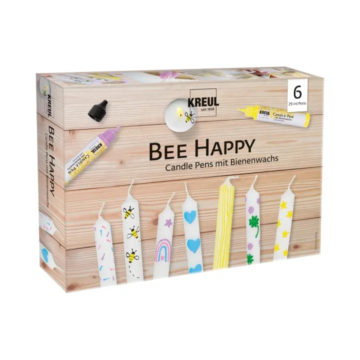 Kreul Peinture pour bougie Bee Happy 6 pièces, 29 ml chacune