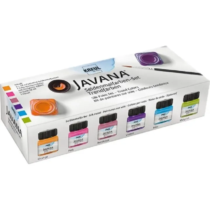 Kreul Peinture pour textile Peinture sur soie Javana 6 pièces. 20 ml chacune