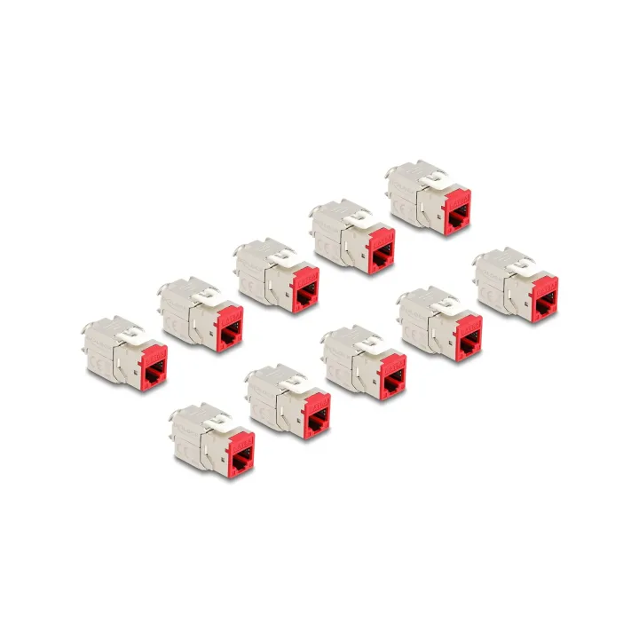 Delock Module Keystone RJ45 vers LSA Cat.6A Rouge, 10 unités