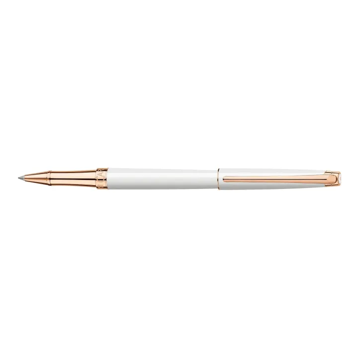 Caran dAche Stylo à bille roulante Léman Blanc Or rose fin (F)