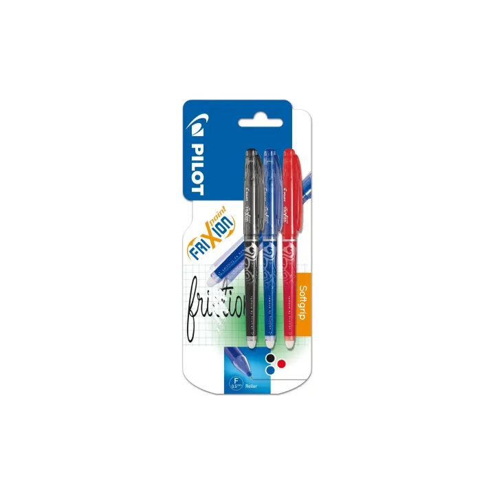 Pilot Stylo à bille roulante FriXion balle 0.25 mm, multicolore, 3 pièces