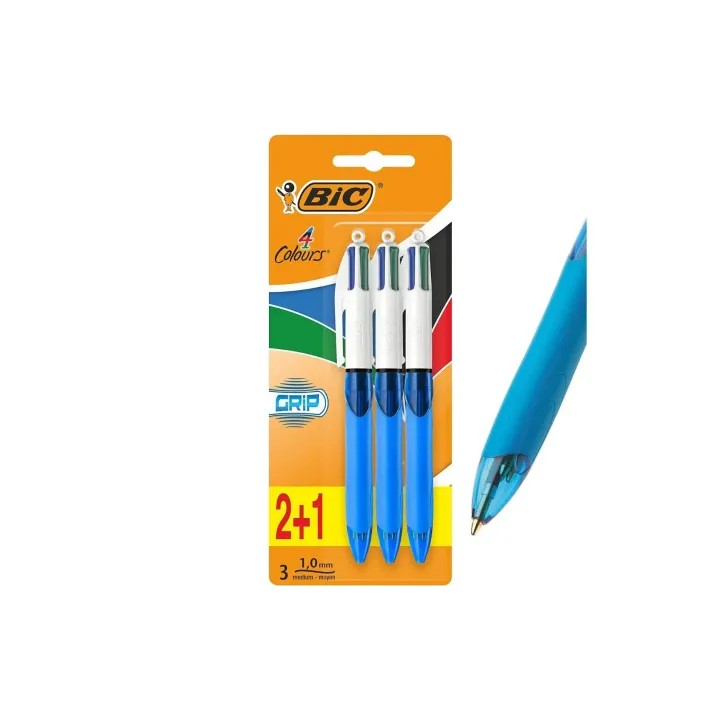 BIC Stylo à bille multicolore 4 Colours Original 3 pcs. Bleu