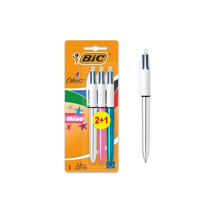 BIC Stylo à bille multicolore 4 Colours Original 3 pièces