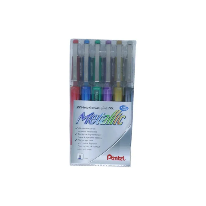 pentel Stylo à encre gel Hybrid Gel Grip DX Metallic 1 mm, Multicolore