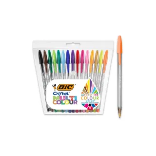 BIC Stylo bille Cristal Set 0.3 mm, multicolore, 15 pièces