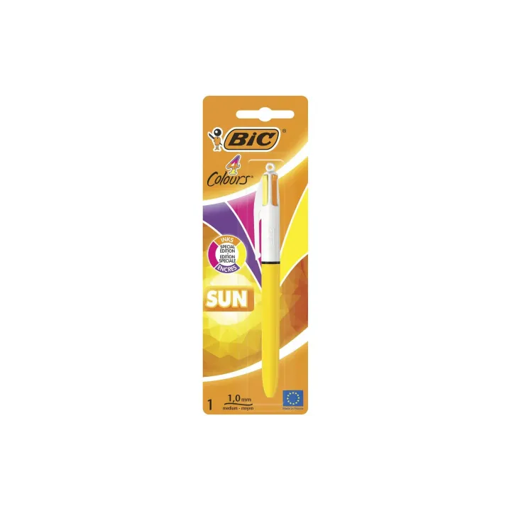 BIC Stylo à bille multicolore 4 Colours Sun 0.4 mm, jaune