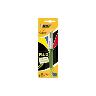 BIC Stylo à bille multicolore 4 Colours Fluo avec marqueur