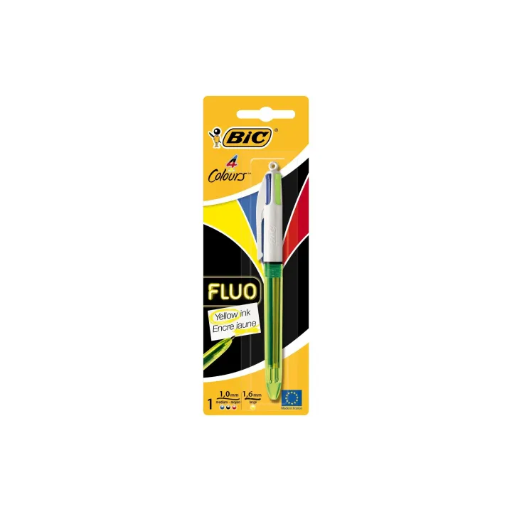 BIC Stylo à bille multicolore 4 Colours Fluo avec marqueur