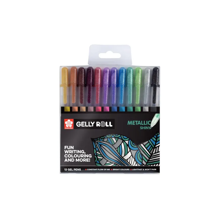 Sakura Stylo à encre gel Gelly Roll métallique Multicolore, 12 pièces