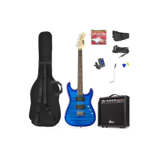 MAX Guitare électrique GigKit Quilted Style bleu