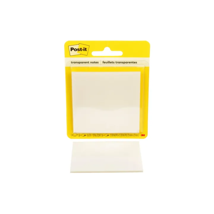 Post-it Fiche de bloc-notes 3M, 73 x 73 mm, 1 bloc, transparent