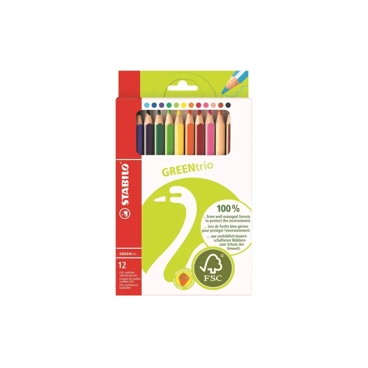 STABILO Crayons de couleur Greentrio 12 pièces