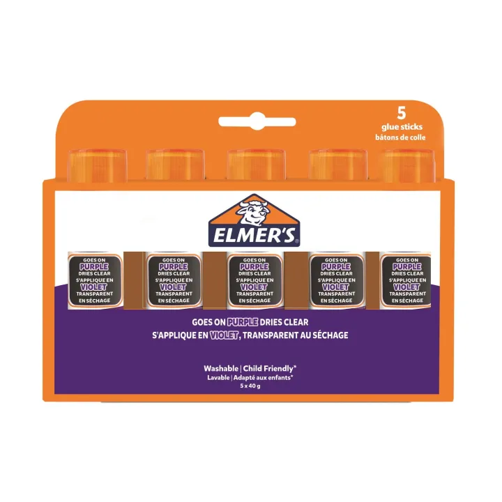 Elmers Lot de bâtons de colle Disappearing 40 g à 5 pièces, Violet