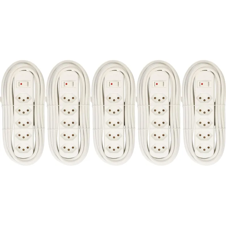 Max Hauri Bloc multiprises Basic-Line 5x T13 Blanc avec interrupteur