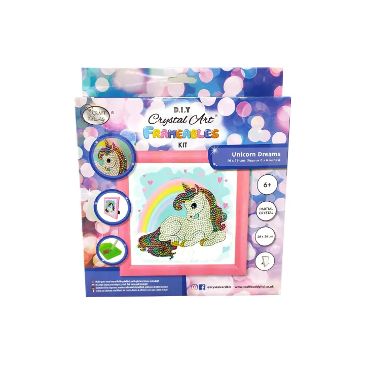 CRAFT Buddy Kits de bricolage Frameable Unicorn Rainbow 16 x 16 cm