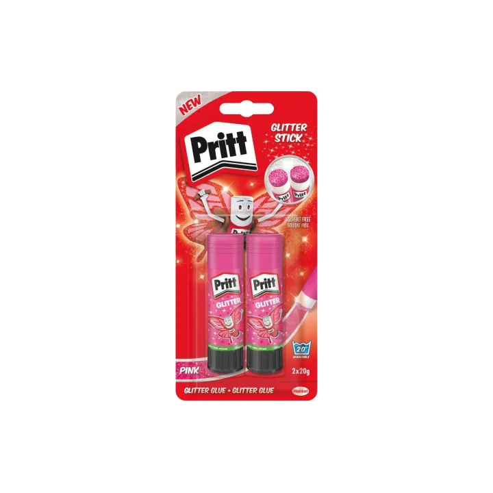 Pritt Lot de bâtons de colle Glitter 20 g, 2 pièces, rose