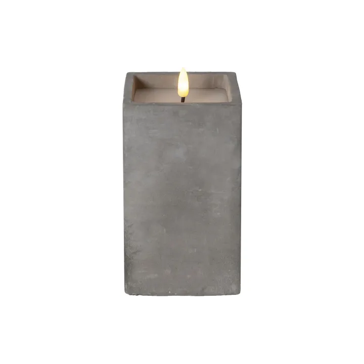 Star Trading Bougie LED Flamme Cem, 9 x 9 x 16.5 cm, Gris