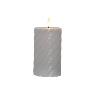 Star Trading Bougie LED Pillar Flamme Swirl, O 7.5 x 15 cm, Gris